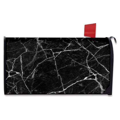 Black White Grunge Marble Print Mailbox Cover