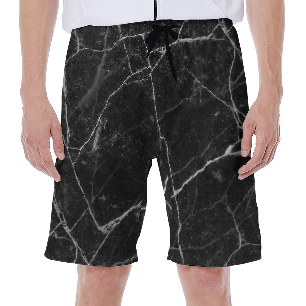 Black White Grunge Marble Print Men's Beach Shorts