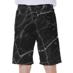 Black White Grunge Marble Print Men's Beach Shorts