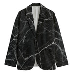 Black White Grunge Marble Print Men's Blazer