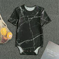 Black White Grunge Marble Print Men's Bodysuit