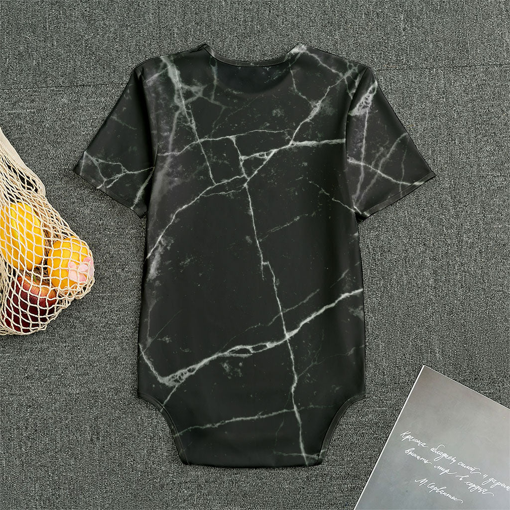 Black White Grunge Marble Print Men's Bodysuit