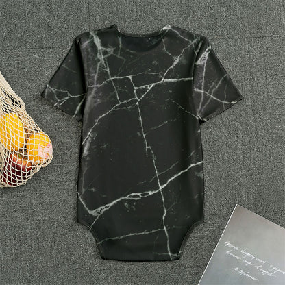 Black White Grunge Marble Print Men's Bodysuit