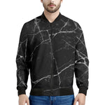 Black White Grunge Marble Print Men's Bomber Jacket