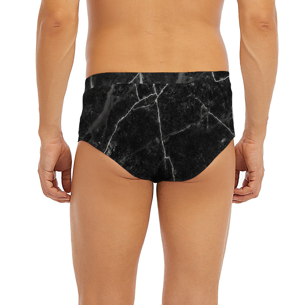 Black White Grunge Marble Print Men's Briefs