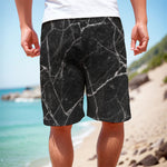 Black White Grunge Marble Print Men's Cargo Shorts