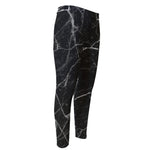 Black White Grunge Marble Print Men's Compression Pants