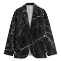 Black White Grunge Marble Print Men's Cotton Blazer