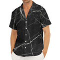 Black White Grunge Marble Print Men's Deep V-Neck Shirt