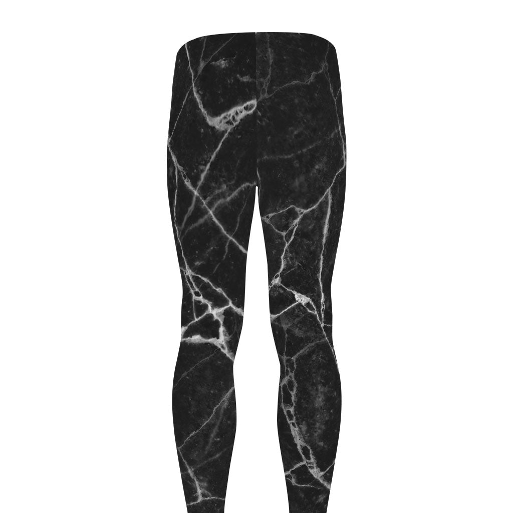 Black White Grunge Marble Print Men's leggings