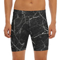 Black White Grunge Marble Print Men's Long Boxer Briefs
