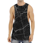 Black White Grunge Marble Print Men's Muscle Tank Top