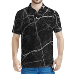 Black White Grunge Marble Print Men's Polo Shirt