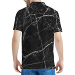 Black White Grunge Marble Print Men's Polo Shirt
