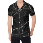 Black White Grunge Marble Print Men's Shirt