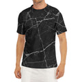 Black White Grunge Marble Print Men's Short Sleeve Rash Guard