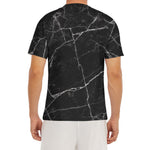 Black White Grunge Marble Print Men's Short Sleeve Rash Guard