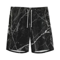 Black White Grunge Marble Print Men's Athletic Shorts