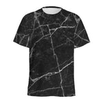 Black White Grunge Marble Print Men's Sports T-Shirt