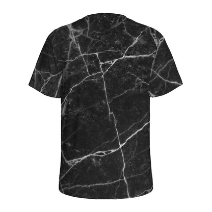 Black White Grunge Marble Print Men's Sports T-Shirt