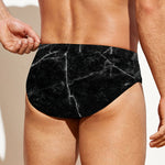 Black White Grunge Marble Print Men's Swim Briefs