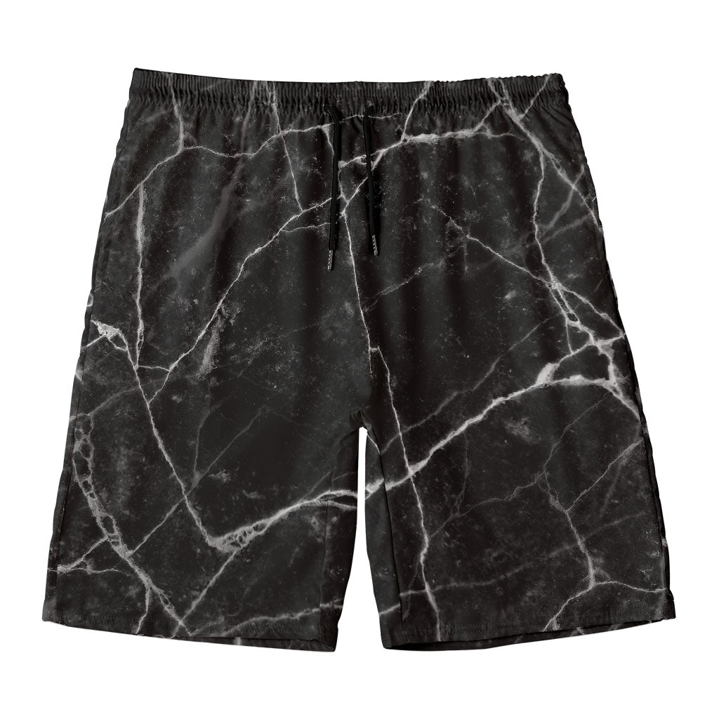 Black White Grunge Marble Print Men's Swim Trunks