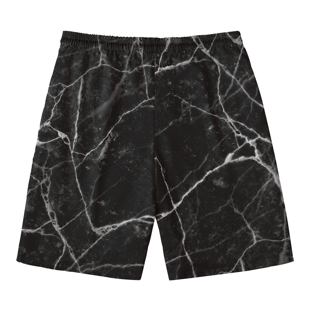 Black White Grunge Marble Print Men's Swim Trunks