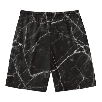 Black White Grunge Marble Print Men's Swim Trunks