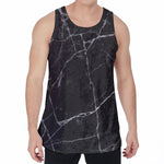 Black White Grunge Marble Print Men's Velvet Tank Top