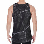 Black White Grunge Marble Print Men's Velvet Tank Top