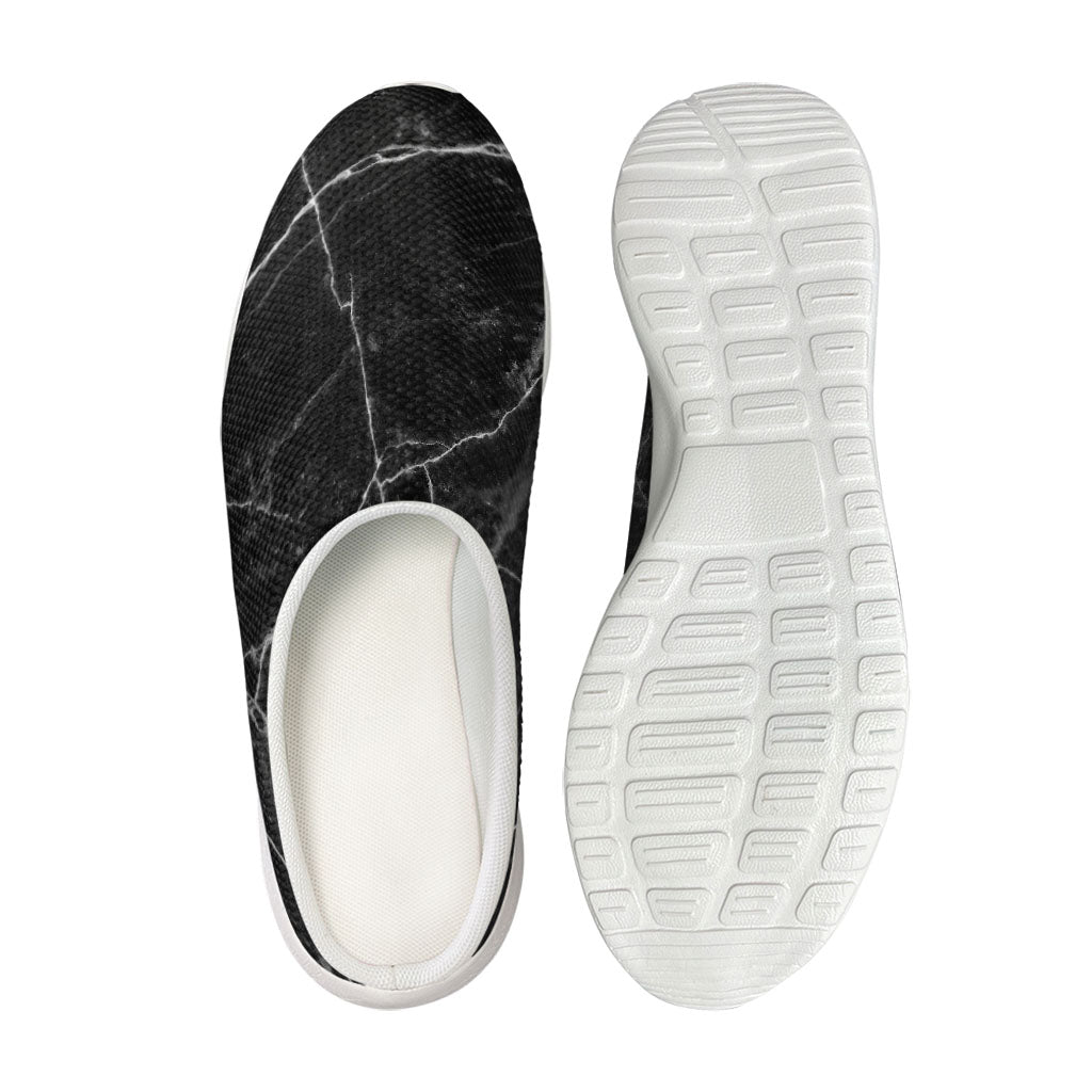 Black White Grunge Marble Print Mesh Casual Shoes
