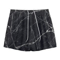 Black White Grunge Marble Print Mesh Shorts