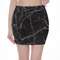 Black White Grunge Marble Print Pencil Mini Skirt