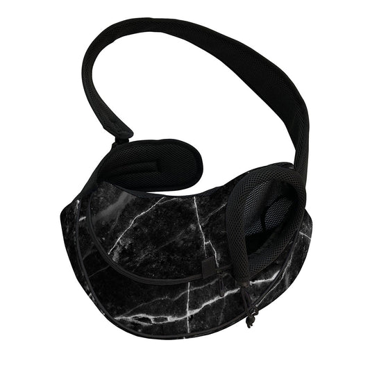 Black White Grunge Marble Print Pet Sling Carrier