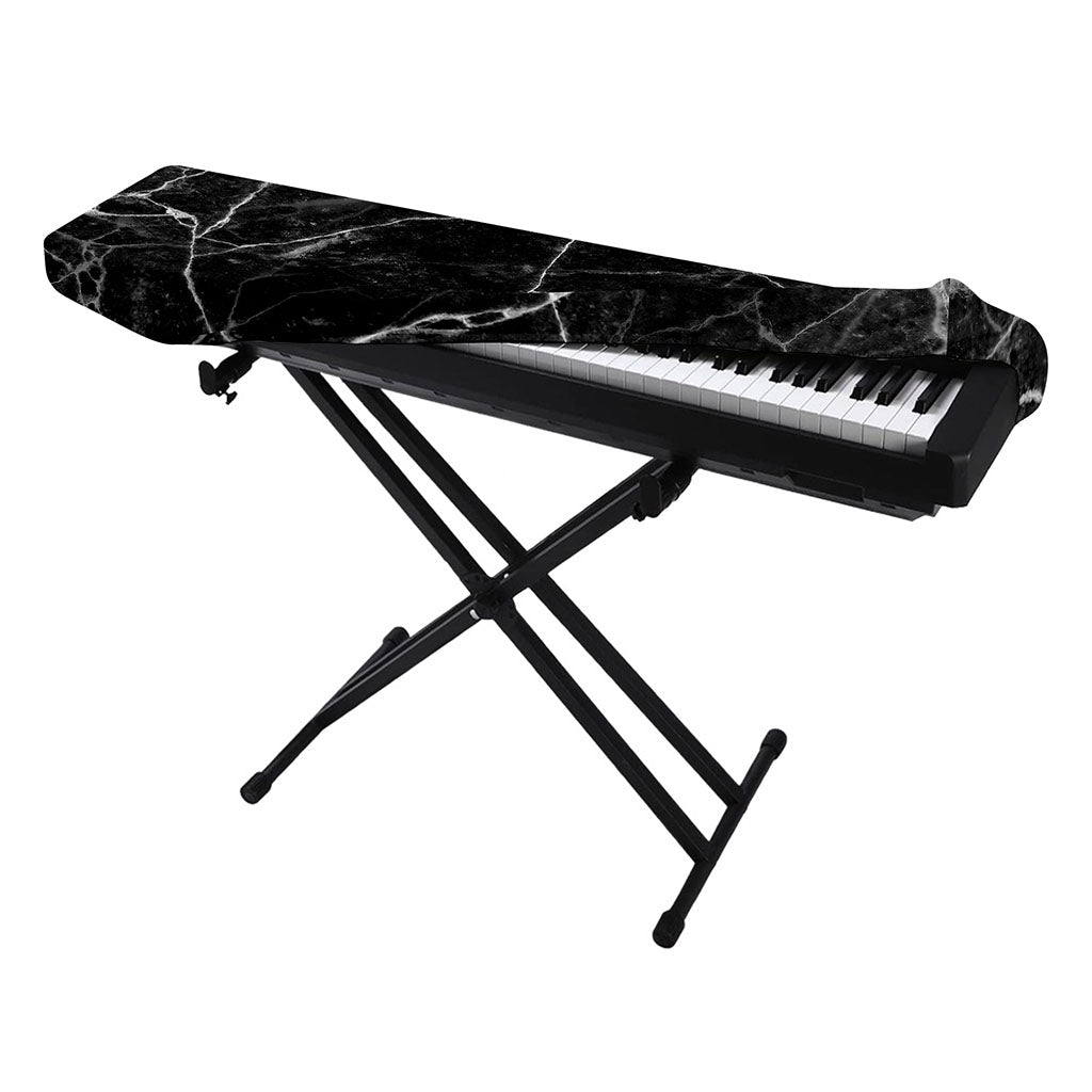 Black White Grunge Marble Print Piano Keyboard Cover