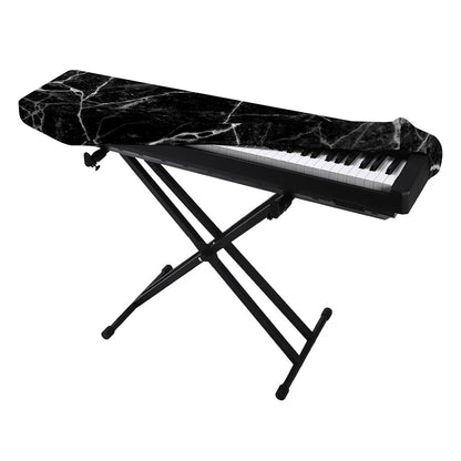 Black White Grunge Marble Print Piano Keyboard Cover