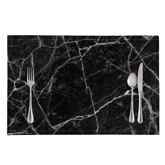 Black White Grunge Marble Print Placemat