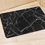 Black White Grunge Marble Print Polyester Doormat