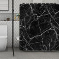 Black White Grunge Marble Print Polyester Shower Curtain