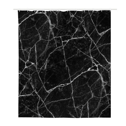 Black White Grunge Marble Print Polyester Shower Curtain