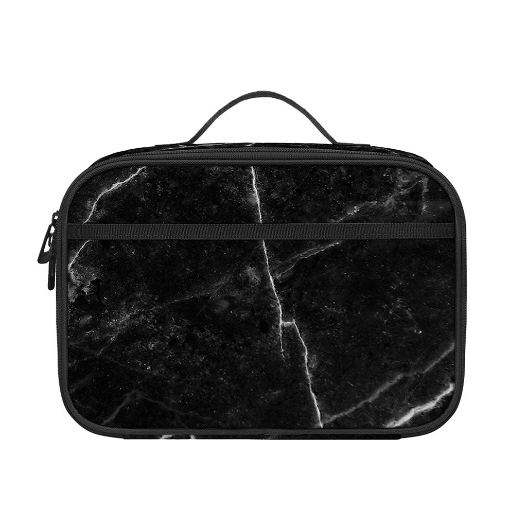 Black White Grunge Marble Print Portable Lunch Bag
