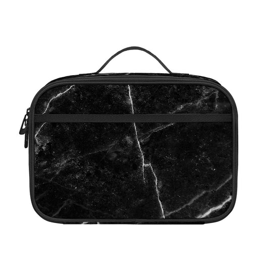 Black White Grunge Marble Print Portable Lunch Bag