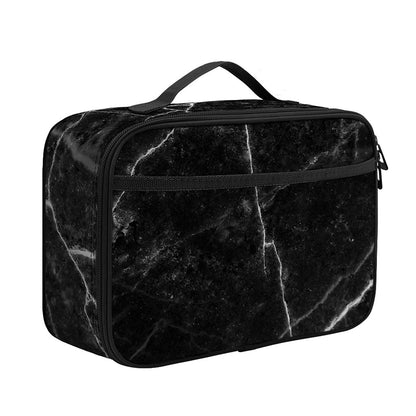 Black White Grunge Marble Print Portable Lunch Bag