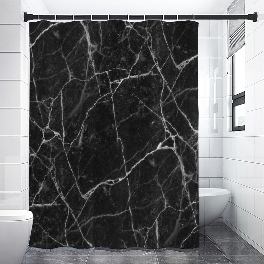 Black White Grunge Marble Print Premium Shower Curtain