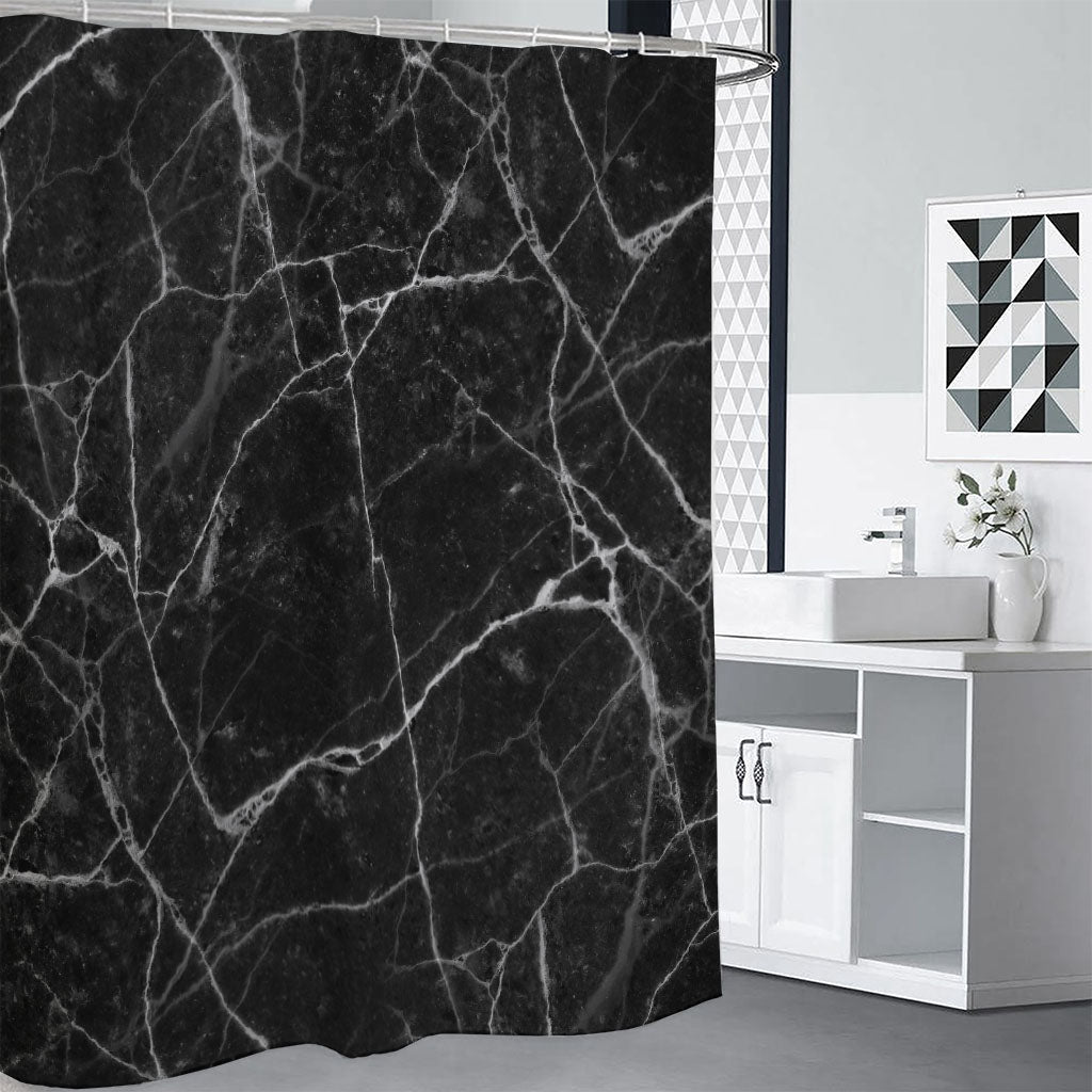Black White Grunge Marble Print Premium Shower Curtain