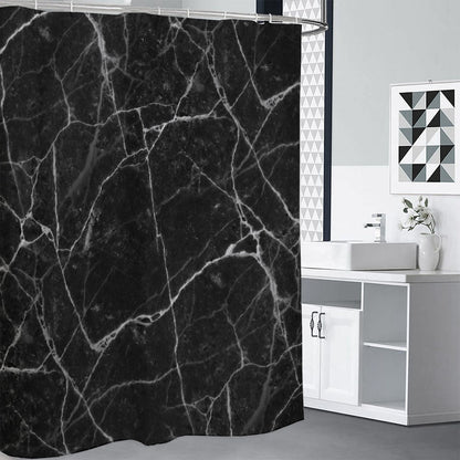 Black White Grunge Marble Print Premium Shower Curtain