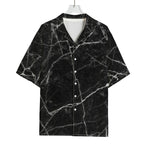 Black White Grunge Marble Print Rayon Hawaiian Shirt
