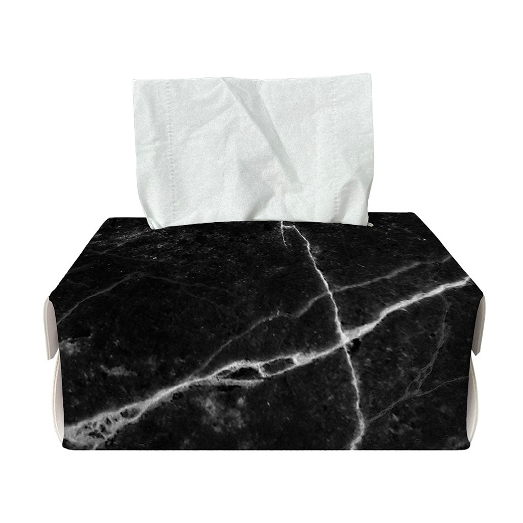 Black White Grunge Marble Print Rectangle Tissue Box Cover