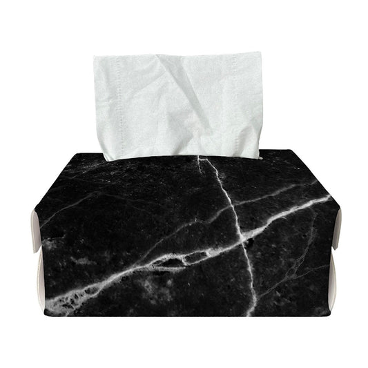 Black White Grunge Marble Print Rectangle Tissue Box Cover
