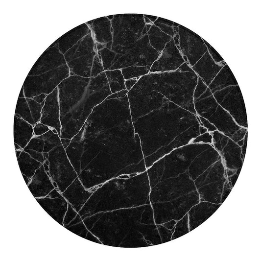 Black White Grunge Marble Print Round Blanket